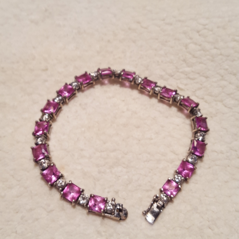 Tennis Bracelet Pink Sapphire 925 silver